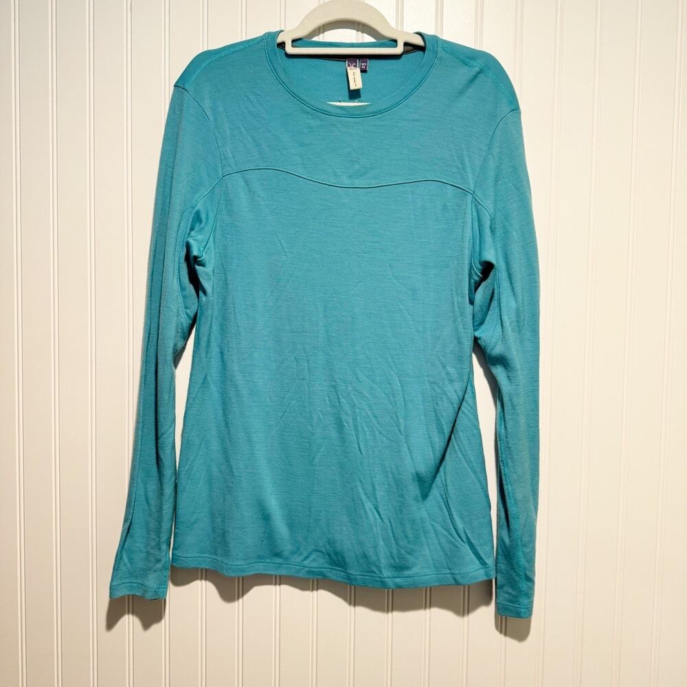 Ibex Turquoise Merino Wool Long Sleeve Base Layer Size XL